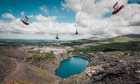 Zipworld’s Velocity 2 over lake and rocky landscape
