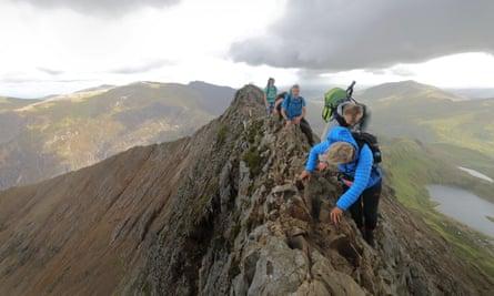 walkers tackling Snowdon’s Crib Goch ridge.